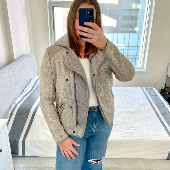 Free  People Chambray Moto Jacket Blue Denim Size Small - Picture 2 of 10